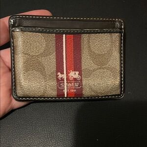 Coach Men's Tan and Red Card Holder